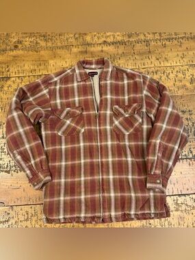 Wolverine Plaid Sherpa-Lined Zip Shirt Jacket - Rust & Cream